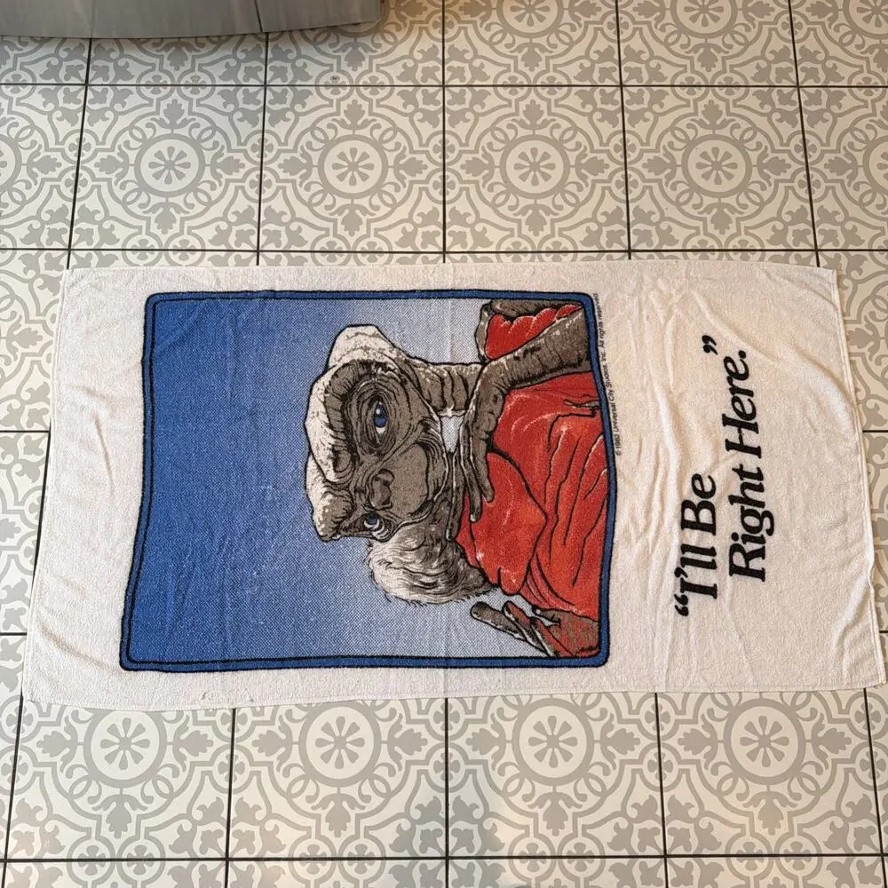 Vintage 1982 E.T. The Extra-Terrestrial Beach Towel I'll Be Right Here Universal